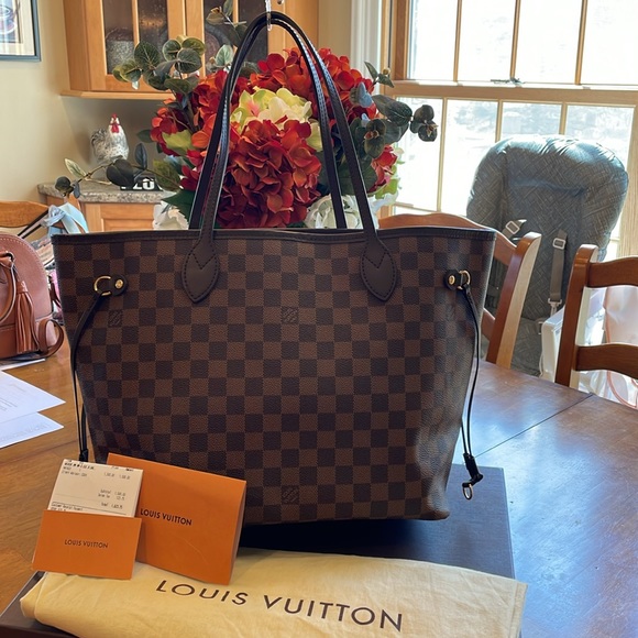 **SOLD**Louis Vuitton Neverfull MM Damier Ebene Ballerine Pink Tote Handbag EUC - Picture 3 of 15